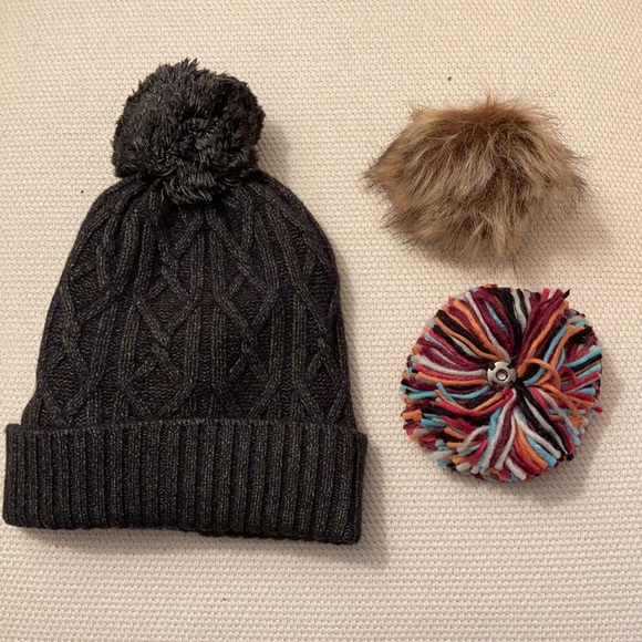 Muk Luks Beanie With Removable Poms 